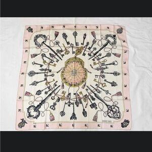 Hermes Pink and Gold Key Motif Scarf